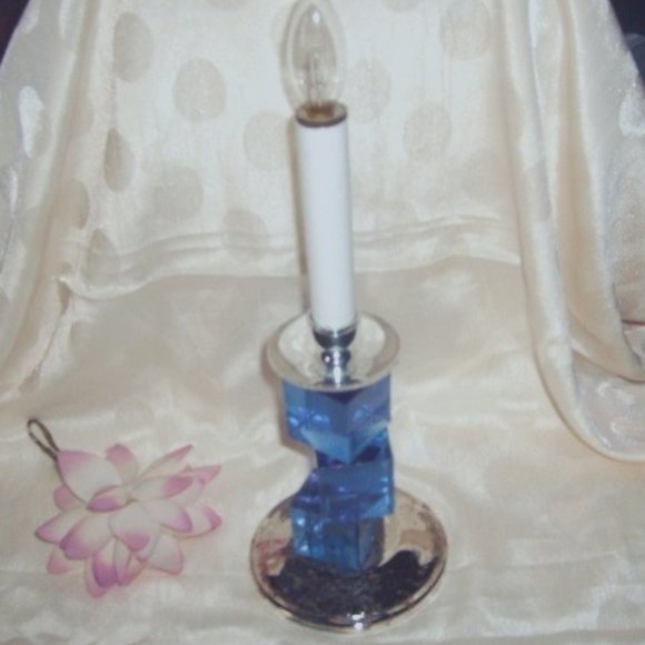Candle Holder Cobalt Blue Vintage 6.5" Tall